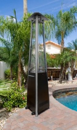 AZ Patio Heaters NG-GT-BRZ 94″ Tall Natural Gas Glass Tube Outdoor Patio Heater, Hammered  ...