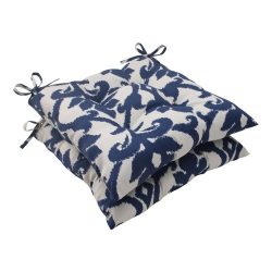 Pillow Perfect Outdoor Bosco Tufted Seat Cushion, Navy, Set of 2