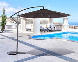 SUNCREAT 10FT Offset Cantilever Umbrella Patio Outdoor Hanging Umbrella with Crank Lift and Cros ...