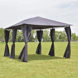 Tangkula Outdoor 10’x13′ Gazebo, Fully Enclosed Canopy Tent Shelter, Awning Garden P ...