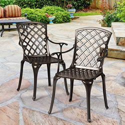 Giantex Aluminum Arm Dining Chairs Set of 2, Durable Cast Solid Construction, Outdoor Patio Bist ...