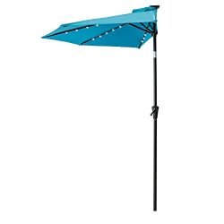 FLAME&SHADE 9′ LED Half Outdoor Patio Market Umbrella with Solar Lights and Tilt for O ...