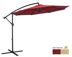 Patio Watcher 10ft Offset Cantilever Patio Umbrella Outdoor Market Hanging Umbrella with Crank & ...