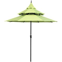 ABBLE Outdoor Patio Umbrella 9 Ft Pagoda with Crank, Weather Resistant, UV Protective Umbrella,  ...