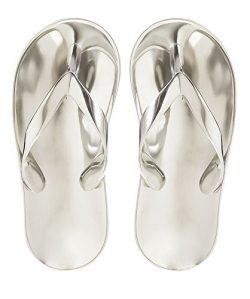 Evergreen 2 Silver Metal Flip Flop Trinket Jewelry Dish Tray Holders