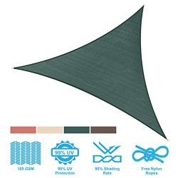 PHI VILLA Sun Shade Sail Triangle 16.5’x16.5’x16.5′ Dark Green Patio Canopy Co ...