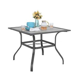 MF STUDIO 37″ x 37″ Patio Dining Table Square Backyard Bistro Table Outdoor Furnitur ...