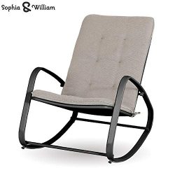 Sophia and William Outdoor Patio Rocking Chair Padded Steel Rocker Chair Support 300lbs, Black