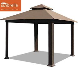 EliteShade 12×12 Sunbrella Titan Patio Outdoor Garden Backyard Gazebo (Sunbrella Cocoa)