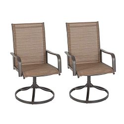 Ulax furniture Outdoor Patio Steel Swivel Dining Chair(s) with Sling Seat Set of 2