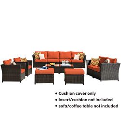 ovios Patio Furniture Cushion Cover Set, Backyard Sofa Outdoor Furniture 12 Pcs Sets,PE Rattan W ...