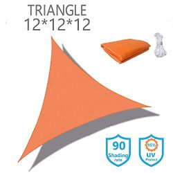 KUD Shade Triangle 12’x12’x12’Orange Waterproof Sun Shade Sail Triangle Canopy ...