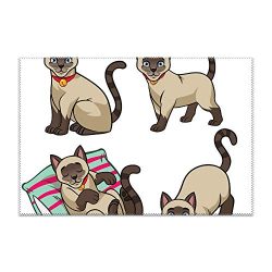 yyoungsell Cute Siamese Cat Placemat for Dining Table Heat Resistant Wipeable Non-Slip