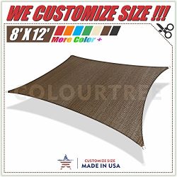 ColourTree 2nd Gen 8′ x 12′ Brown Sun Shade Sail Rectangle Canopy Awning, Heavy Duty ...