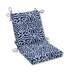 Pillow Perfect Outdoor | Indoor New Damask Marine Squared Corners Chair Cushion