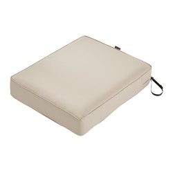 Classic Accessories Montlake Seat Cushion Foam & Slip Cover, Antique Beige, 25x27x5″ Thick