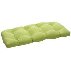 Pillow Perfect Indoor/Outdoor Green Textured Solid Wicker Loveseat Cushion
