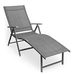 Kozyard Cozy Aluminum Beach Yard Pool Folding Reclining Adjustable Chaise Lounge Chair (1, Gray)