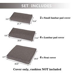 Kinbor Patio Wicker Furniture Sectional Sofa Seat Rattan Patio Seating Cushion Cover Set – ...