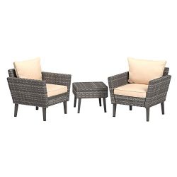 AmazonBasics 3 Piece Patio PE Rattan Wicker Conversation set