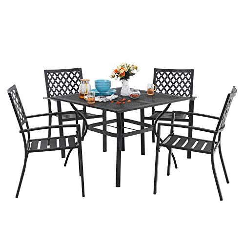 MF 5 Piece Outdoor Patio Metal Dining Sets 37" Square Mesh Patio