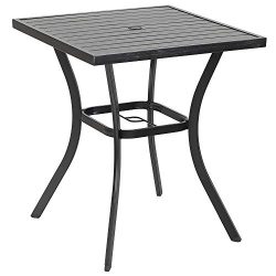 PHI VILLA MF Outdoor Patio 31″ Square Height Bar Table with Umbrella Hole – 36″ ...