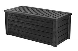 Keter Westwood 150 Gallon Resin Outdoor Storage Deck Box for Patio Garden Furniture, Grey