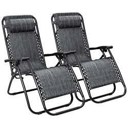 Flamaker Patio Zero Gravity Chair Outdoor Folding Lounge Chair Recliners Adjustable Lawn Lounge  ...