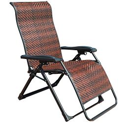 GOLDSUN Rattan Zero Gravity Reclining Chaise Lounger Adjustable Folding Lounge Chair for Garden  ...