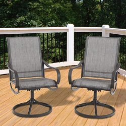 PHI VILLA Patio Swivel Rocker Chair Outdoor Kitchen Garden Dinning Chair Patio Furniture Bistro  ...