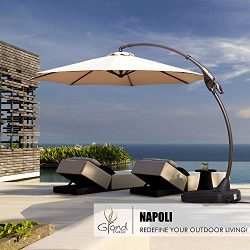 Grand patio Deluxe 11 FT Curvy Aluminum Offset Umbrella, Patio Cantilever Umbrella with Base, Ch ...