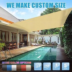 Amgo 12′ x 16′ Beige Rectangle Sun Shade Sail Canopy Awning, 95% UV Blockage, Water  ...