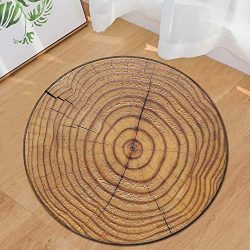 Onegirl Wood Grain Round Carpet 24″ Home Area Rug Kids Play Rugs Non-Slip Floor Mat Living ...