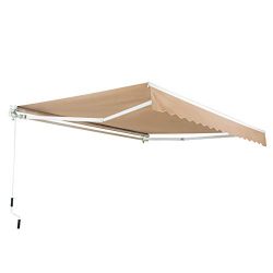 PieDle 13×8 Feet Manual Retractable Awning for Patio Door Window Sunshade Shelter Outdoor C ...