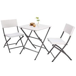 5Rcom 3 Piece PE Rattan Patio Bistro Sets,Outdoor Patio Furniture Weather Resistant,Foldable Gar ...