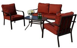 Kozyard Sonrisa Patio 4 PCs Padded Conversation Sets with Coffee Table, Terrocotta