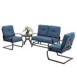 Oakmont Outdoor Patio Furniture Conversation Set Glider Loveseat, 2 Chairs with Coffee Table Spr ...