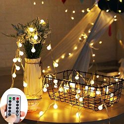 ZOUTOG Battery Operated String Lights, 33ft/10m 100 LED Bulb Warm White Globe String Lights with ...