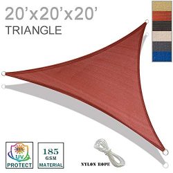 SUNNY GUARD 20′ x 20′ x 20′ Terra Triangle Sun Shade Sail UV Block for Outdoor ...