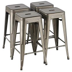 Yaheetech 30 Inches Metal Bar Stools High Backless Stools Bar Height Stools Patio Furniture Indo ...