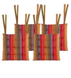 Cotton Craft – Set of 4-17×17 Inches – Red- Multi Salsa Stripe Dining Chair Pad ...