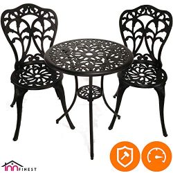 InnFinest 3-Piece Patio Bistro Dining Set – Cast Aluminum Table and Chairs – Outdoor ...