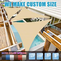 Amgo 24′ x 24′ x 24′ Beige Triangle Sun Shade Sail Canopy Awning, 95% UV Block ...