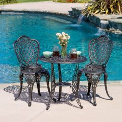 Christopher Knight Home 239281 Modena 3pcs Outdoor Cast Aluminum Bistro Set, Bronze