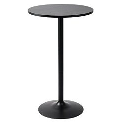 Pearington Long and Small, Single Round Cocktail Bar, Pub, and Bistro High Table with Black Top  ...
