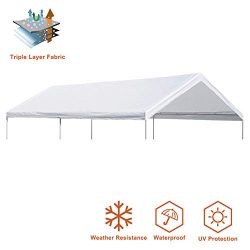 Eurmax 10 x 20 Feet Heavy Duty Carport Replacement Top Car Canopy Cover for Garage Shelter (White)