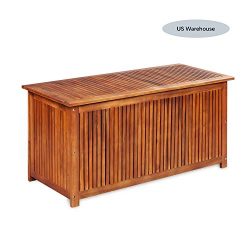 Deck Storage Box Acacia Wood, Outdoor Storage Bench Garden Deck Box Waterproof Storage Container ...