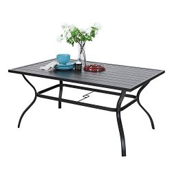 MF Outdoor Metal Dining Table Garden 6 Person Umbrella Table for Lawn Patio Pool Sturdy Steel Fr ...