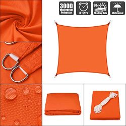 HHJJ Orange Shade Sail Rectangle Waterproof Sun Shade Canopy for Patios Square UV Block Awning T ...