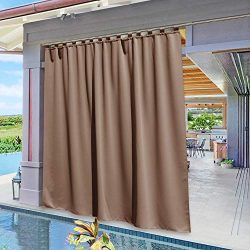 NICETOWN Patio Outdoor Curtain Panel Extra Wide, Vertical Blinds Thermal Insulated Tab Top Black ...